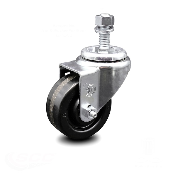 3 Inch Phenolic Wheel Swivel 12mm Threaded Stem Caster